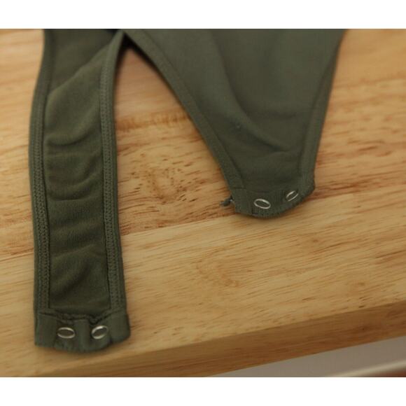 Vintage 90s Y2K Bebe One Sleeve Bodysuit Olive Green Rave Cutout XS S USA - Picture 10 of 14